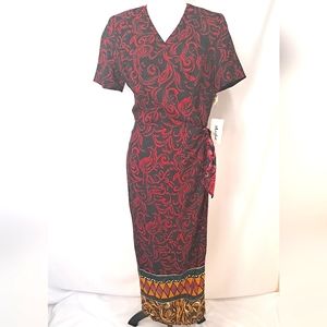 NWT MISHO Vintage 80's 100% Silk Wrap Maxi Dress